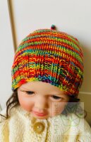 Hand-knitted rainbow baby hat