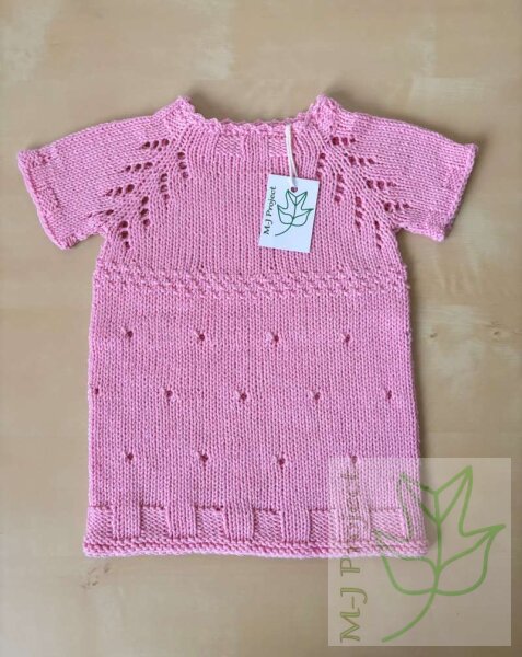 Handgestricktes Babykleid 0-3 Monate Rosa
