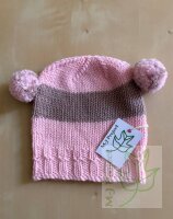 Babymütze Mädchen mit Pompons, Rosa und Puder