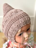 Zipfelmütze Baby Merinowolle Beige