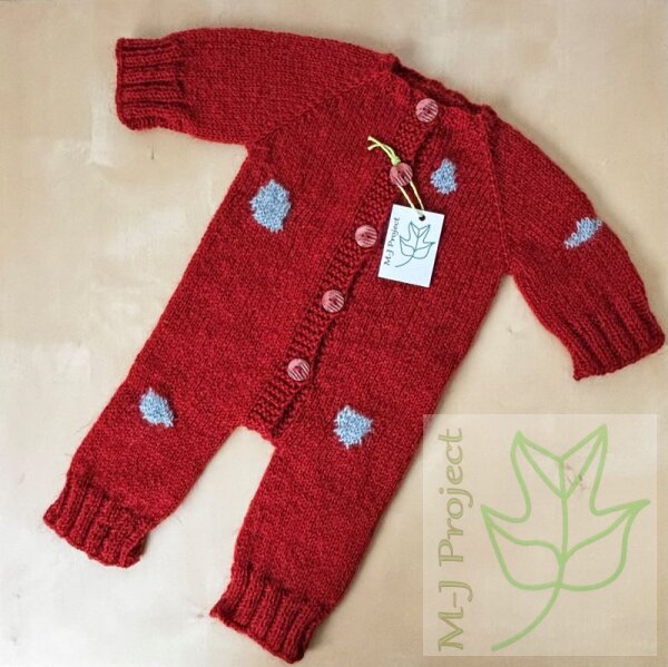 Handgestrickter Babystrampler mit künstlerishe Flecken Fotorequisit  0 -3 Monate