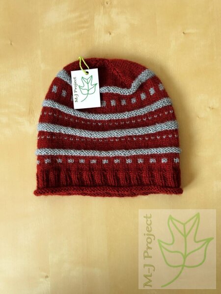 Handgestrickte Mütze für Damen, Terra Grüngrau