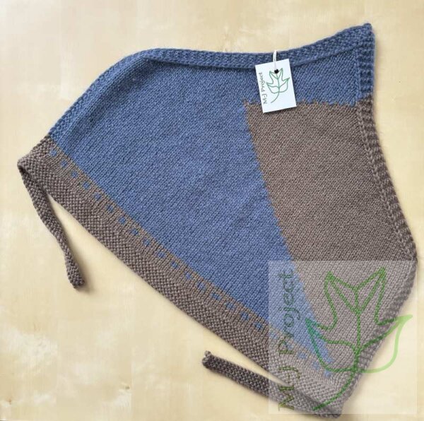 Handmade Kopftuch Damen Braungrau und Blau