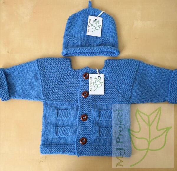 Cardigan with hat 0-6 months blue
