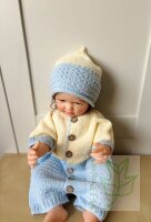 Romper with hat boy ecru light blue