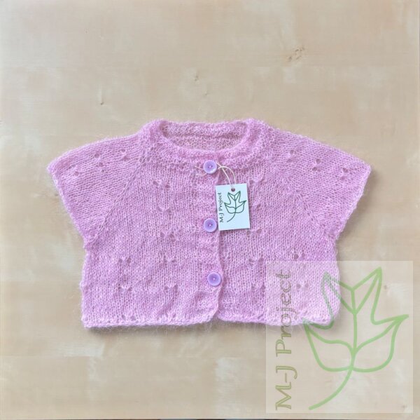 Handgestrickte Weste Mädchen  Mohair  4-6 Jahre  rosa